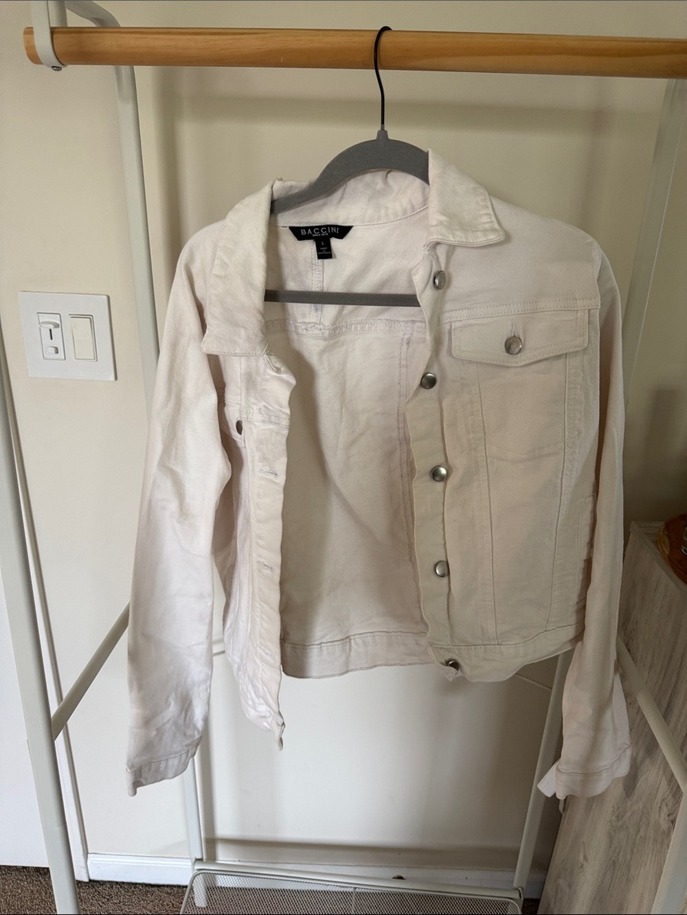 Baccini Cream Women's Denim Jacket - Button-Front Casual